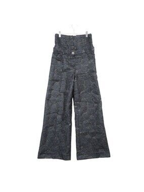 Chanel Pants 16c Camellia Jacquard All Over Pattern CC Logo Button High Waist
